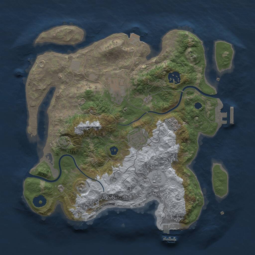 Rust Map: Procedural Map, Size: 3000, Seed: 36243094, 10 Monuments