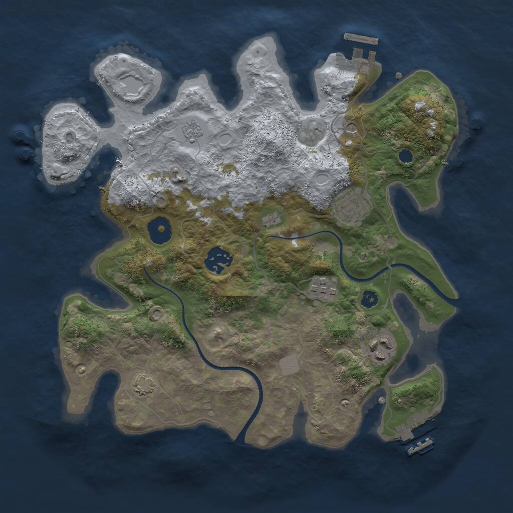 Rust Map: Procedural Map, Size: 3000, Seed: 2989, 10 Monuments
