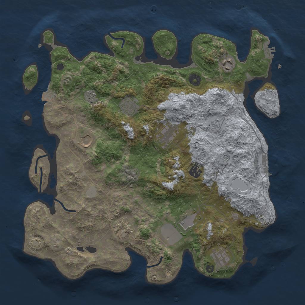 Rust Map: Procedural Map, Size: 3750, Seed: 33778462, 17 Monuments