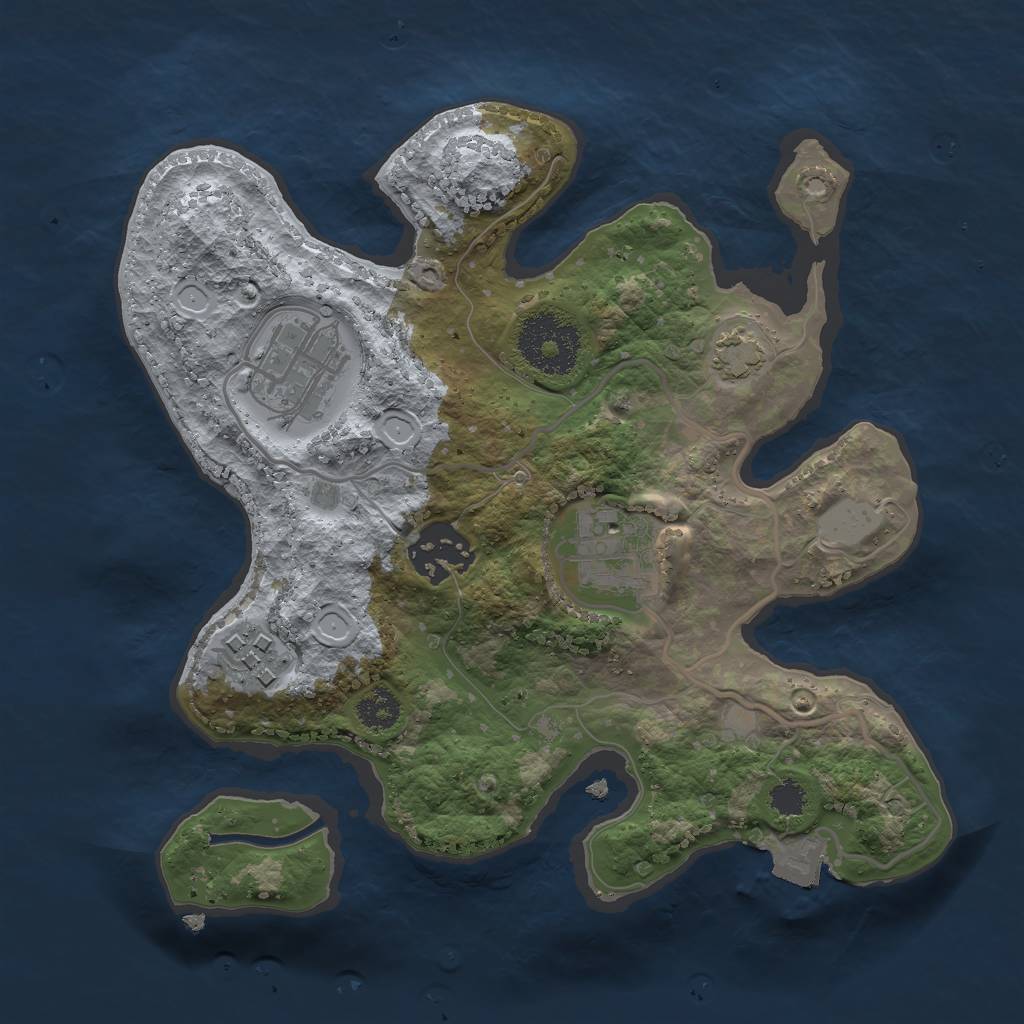Rust Map: Procedural Map, Size: 2500, Seed: 561664, 8 Monuments