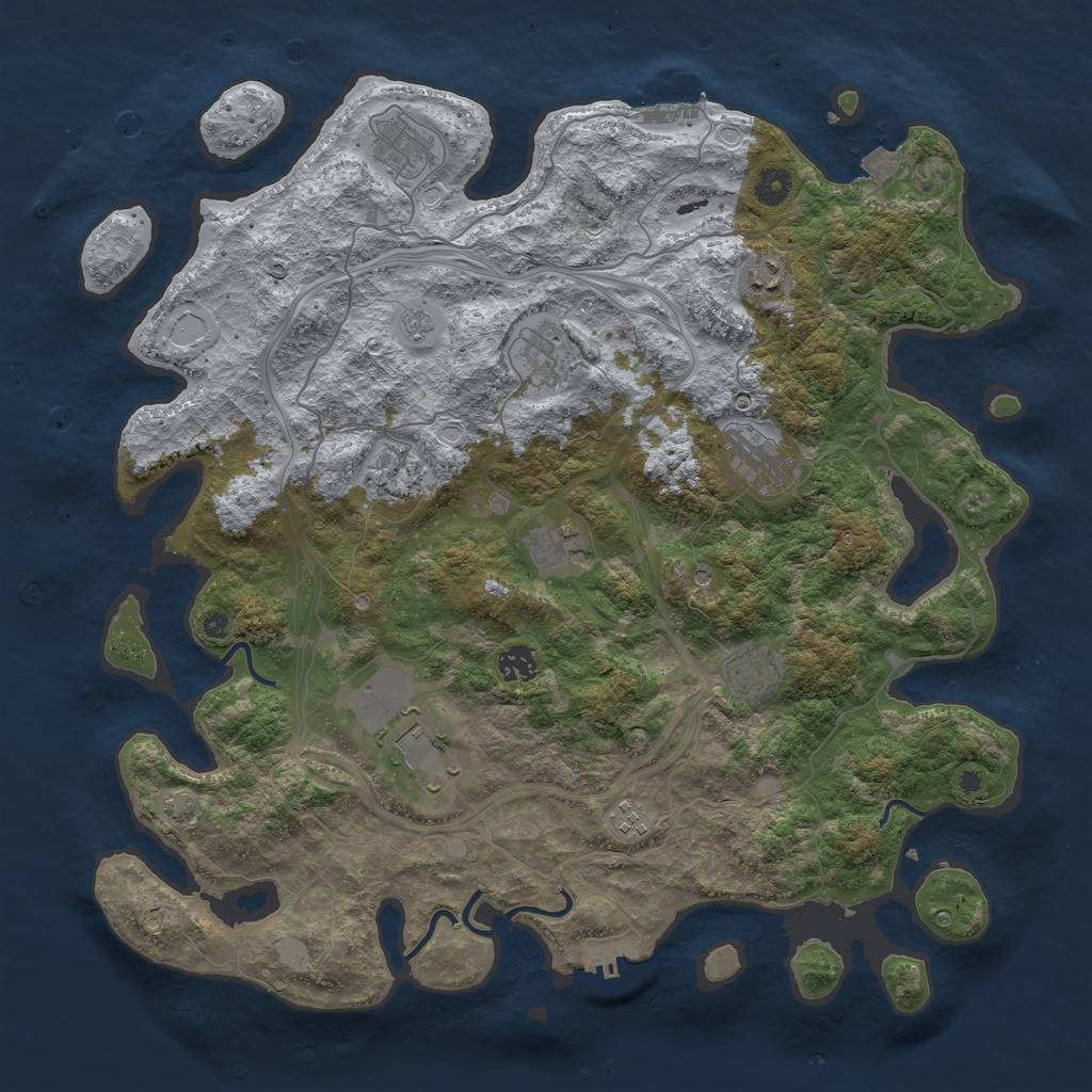 Rust Map: Procedural Map, Size: 4300, Seed: 4487, 18 Monuments