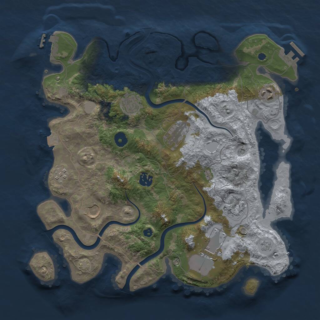 Rust Map: Procedural Map, Size: 3500, Seed: 486212039, 14 Monuments