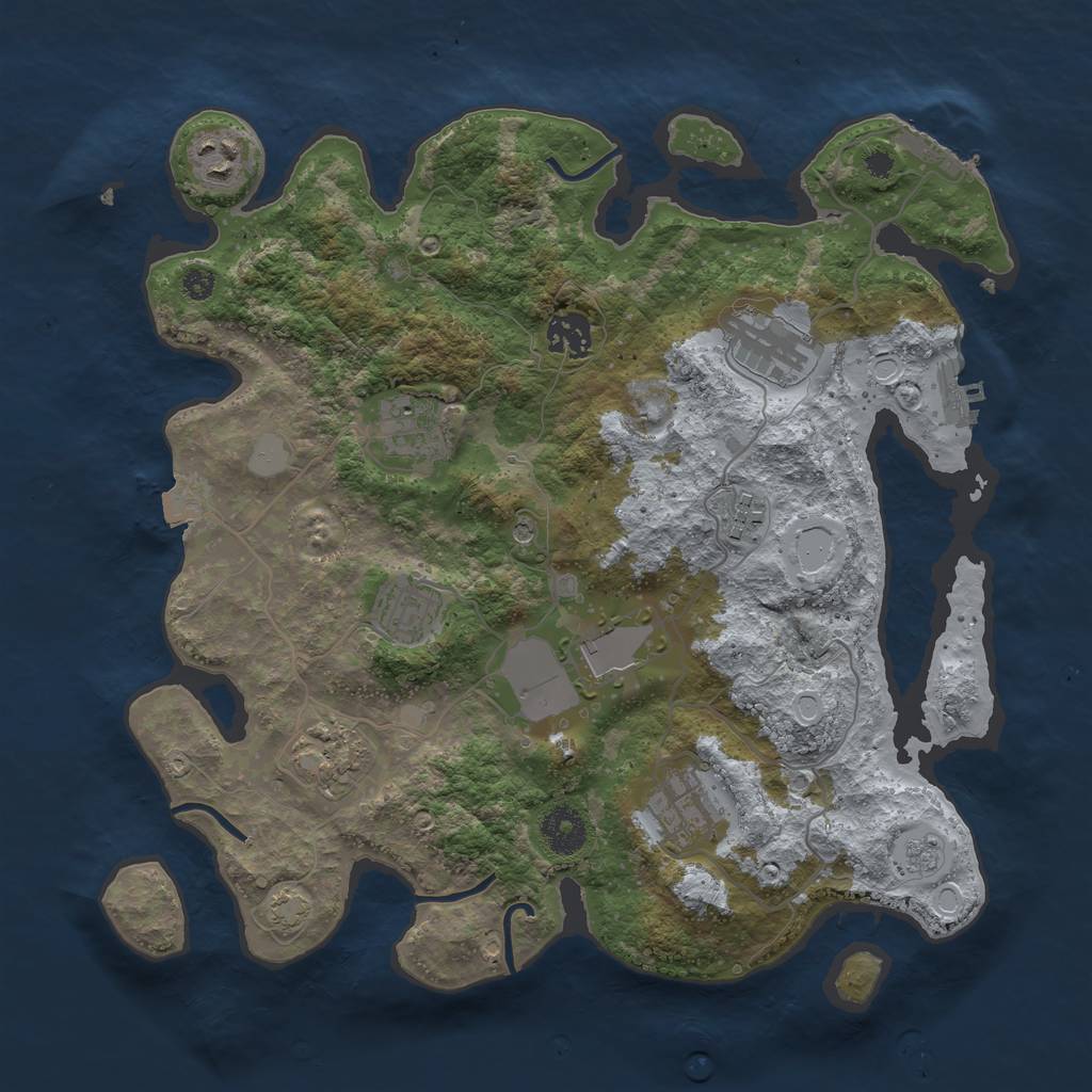 Rust Map: Procedural Map, Size: 3500, Seed: 486212039, 17 Monuments