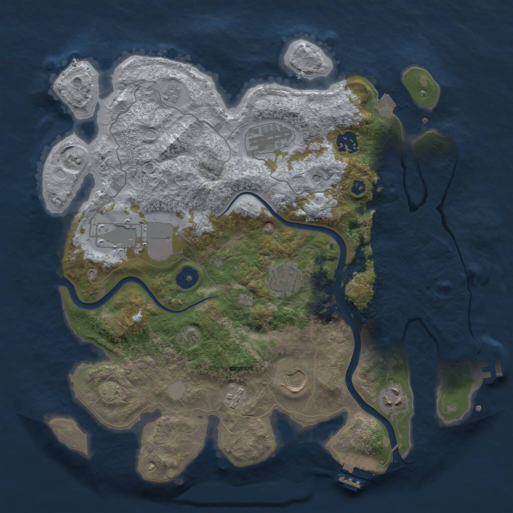 Rust Map: Procedural Map, Size: 3500, Seed: 44653, 13 Monuments