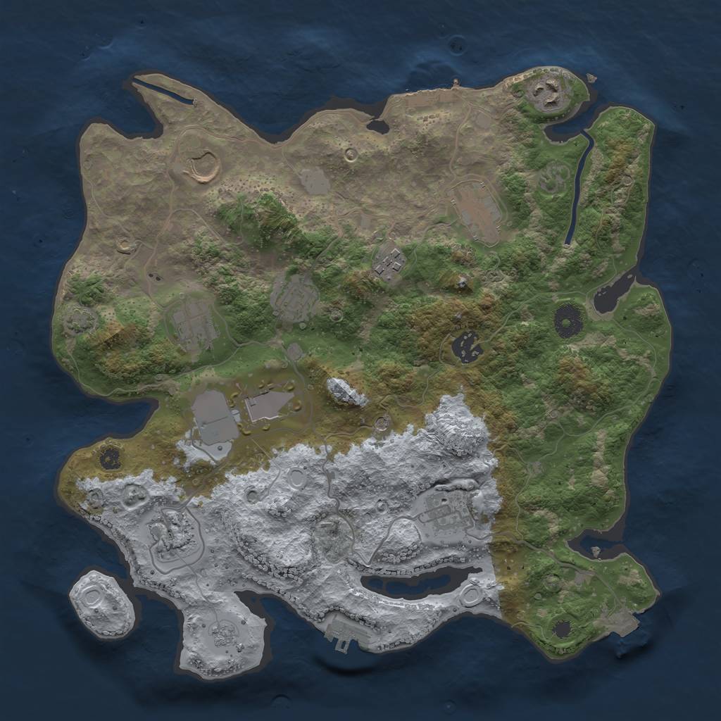 Rust Map: Procedural Map, Size: 3500, Seed: 545628745, 18 Monuments