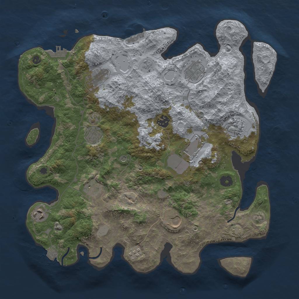 Rust Map: Procedural Map, Size: 3700, Seed: 1286172214, 18 Monuments
