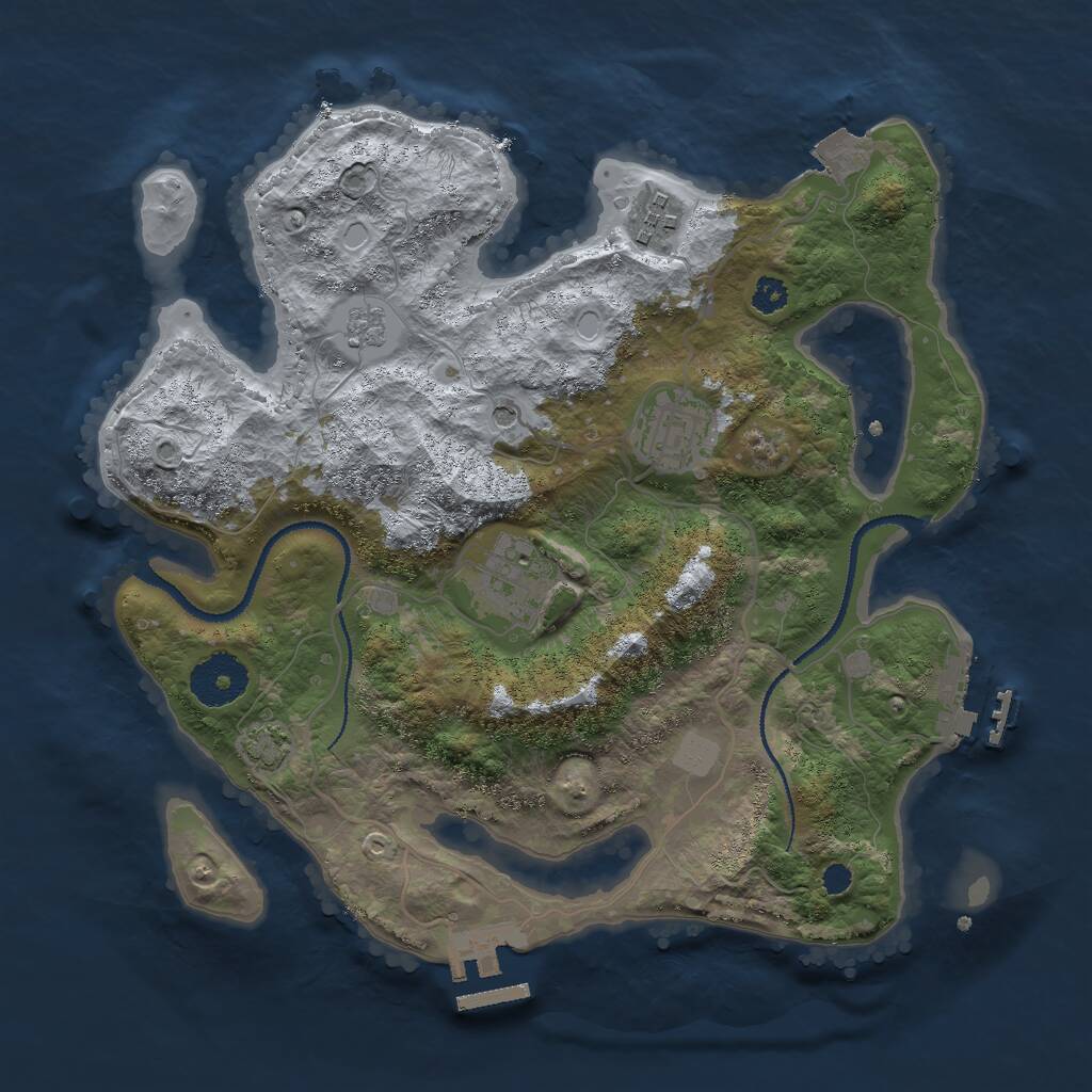 Rust Map: Procedural Map, Size: 3000, Seed: 21097, 9 Monuments