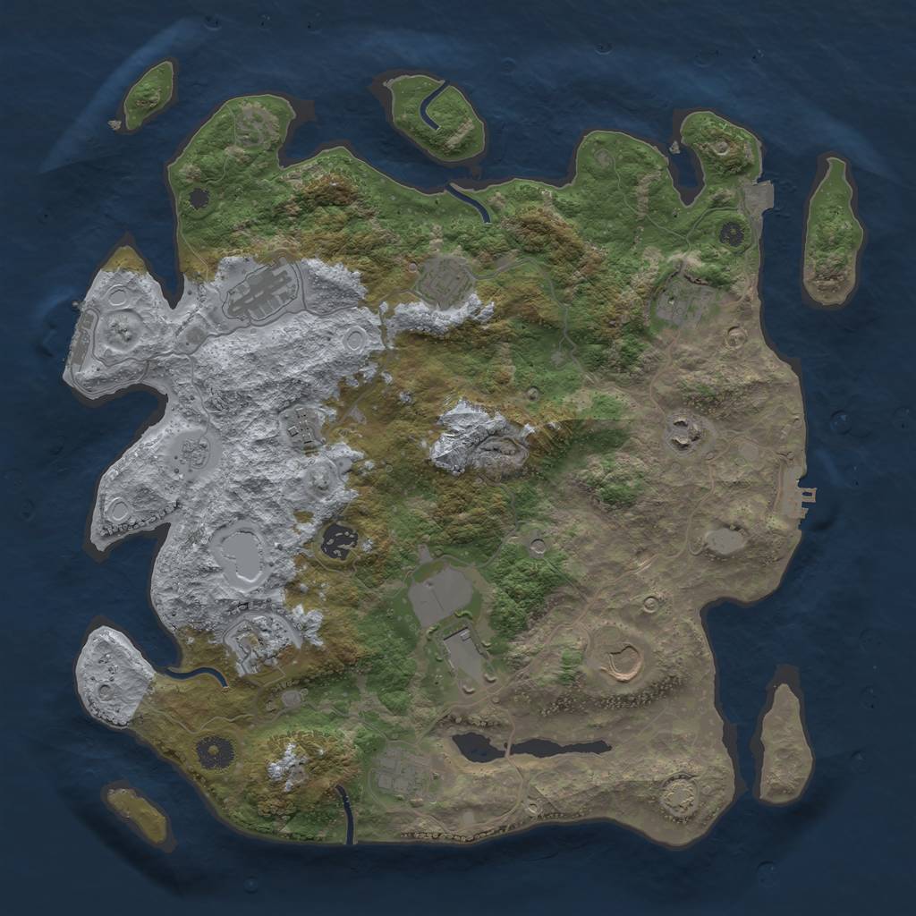 Rust Map: Procedural Map, Size: 3850, Seed: 837002300, 18 Monuments