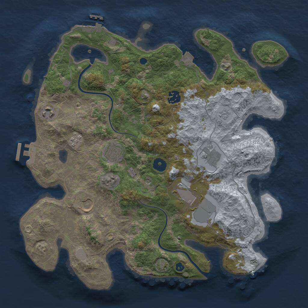 Rust Map: Procedural Map, Size: 3500, Seed: 1743879362, 13 Monuments