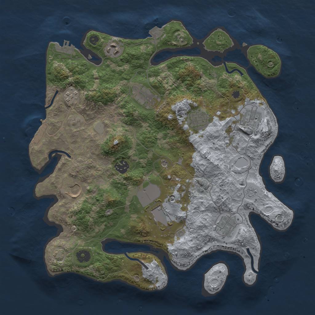 Rust Map: Procedural Map, Size: 3500, Seed: 1202525346, 17 Monuments