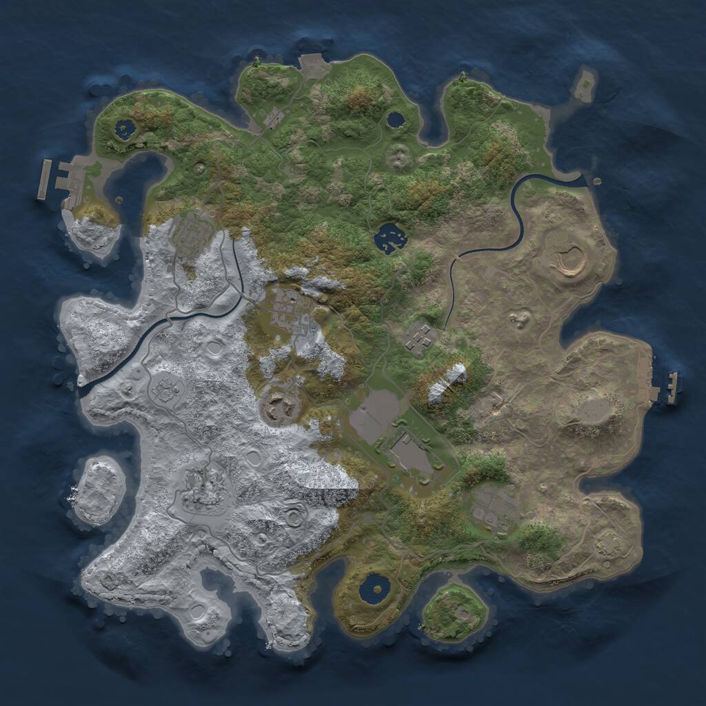 Rust Map: Procedural Map, Size: 3500, Seed: 162875886, 14 Monuments