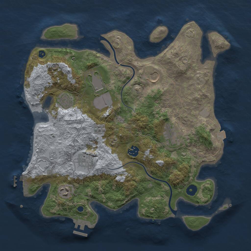 Rust Map: Procedural Map, Size: 3500, Seed: 1630709863, 13 Monuments
