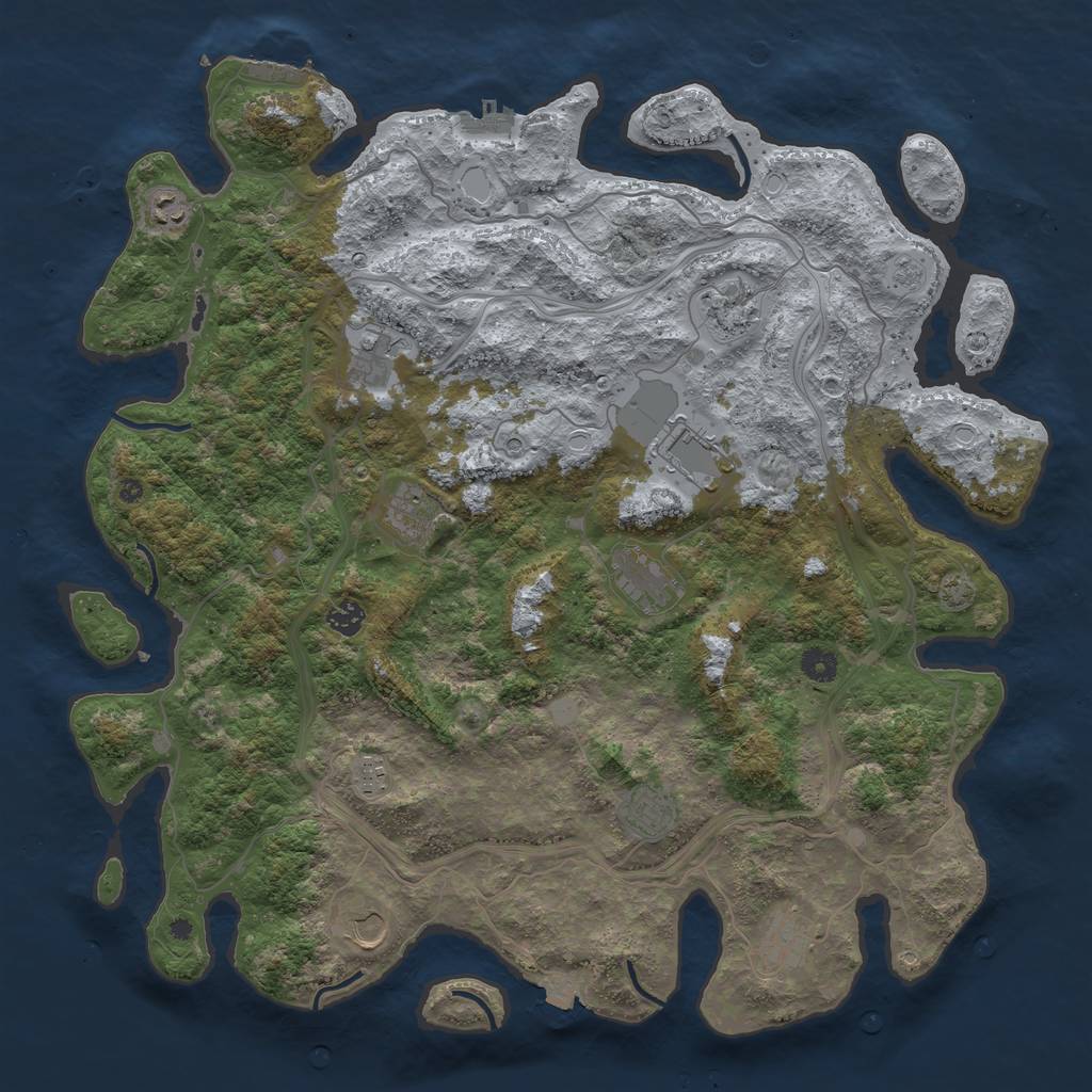 Rust Map: Procedural Map, Size: 4500, Seed: 393909623, 19 Monuments