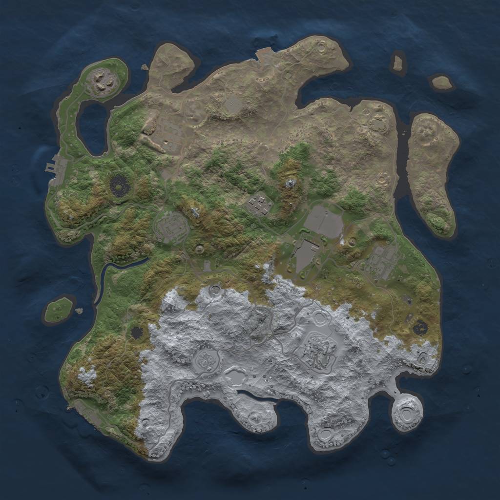 Rust Map: Procedural Map, Size: 3500, Seed: 489222, 15 Monuments