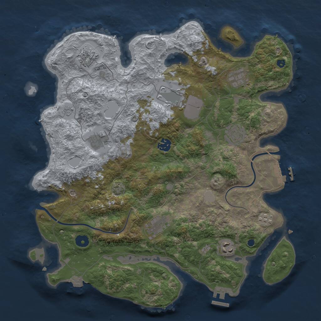 Rust Map: Procedural Map, Size: 3700, Seed: 910228829, 15 Monuments