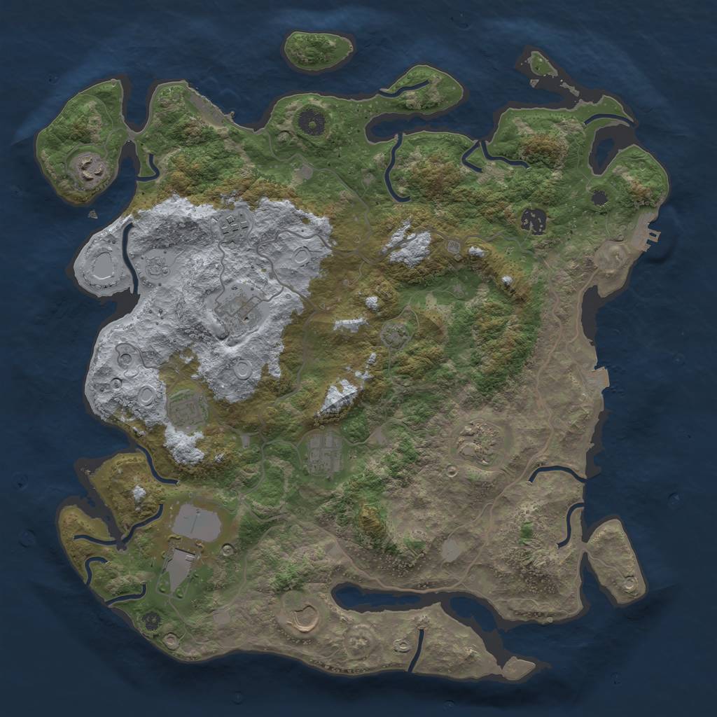 Rust Map: Procedural Map, Size: 4000, Seed: 85225621, 17 Monuments