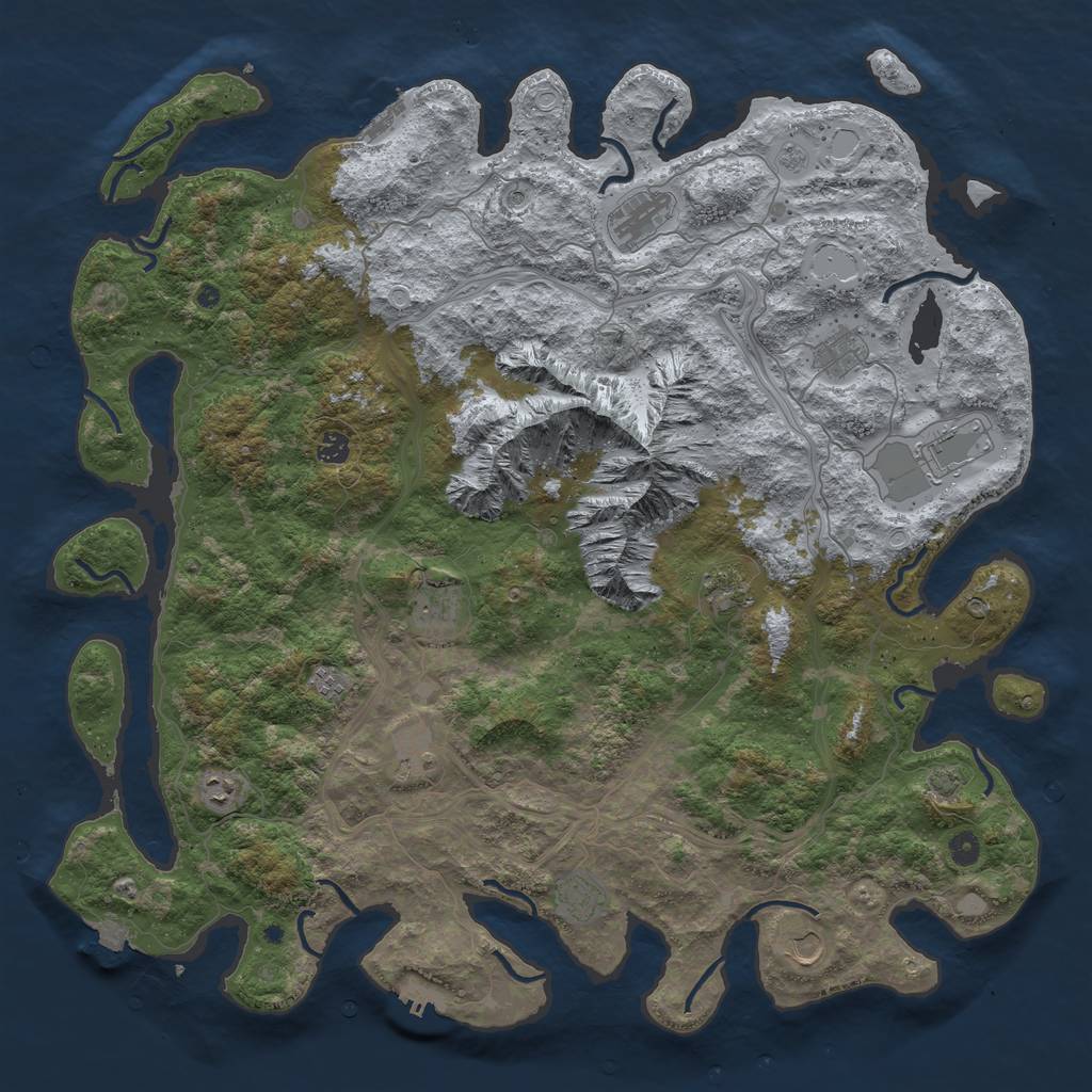 Rust Map: Procedural Map, Size: 5000, Seed: 652314829, 19 Monuments
