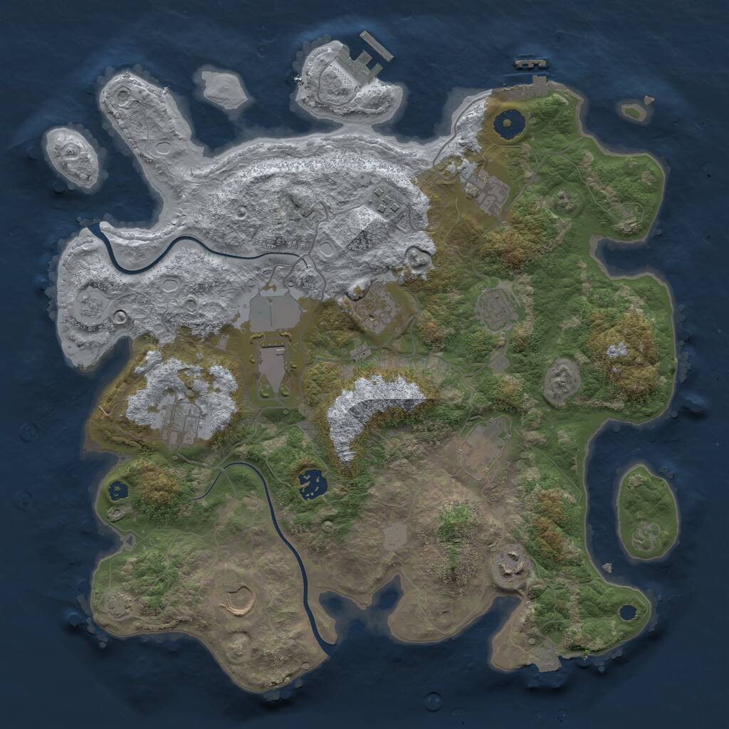 Rust Map: Procedural Map, Size: 3700, Seed: 2091480342, 15 Monuments