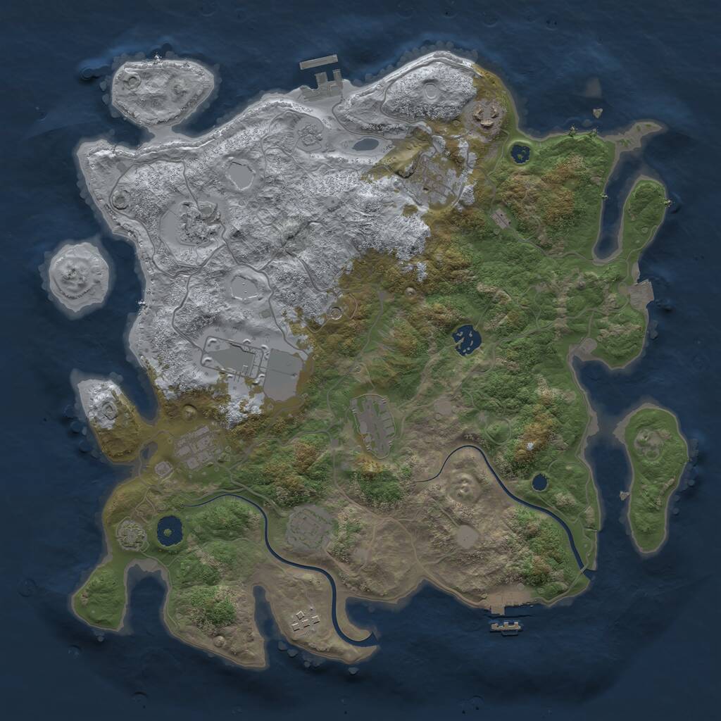 Rust Map: Procedural Map, Size: 3800, Seed: 39372506, 15 Monuments