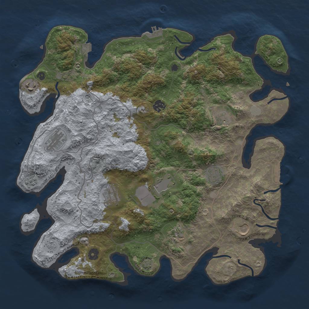 Rust Map: Procedural Map, Size: 4000, Seed: 1429908999, 18 Monuments