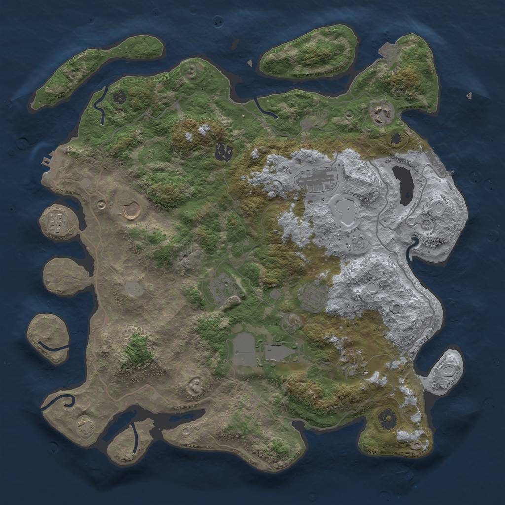 Rust Map: Procedural Map, Size: 4000, Seed: 1030377381, 17 Monuments