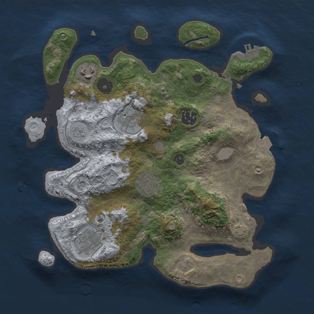 Rust Map: Procedural Map, Size: 3000, Seed: 2000002841, 12 Monuments