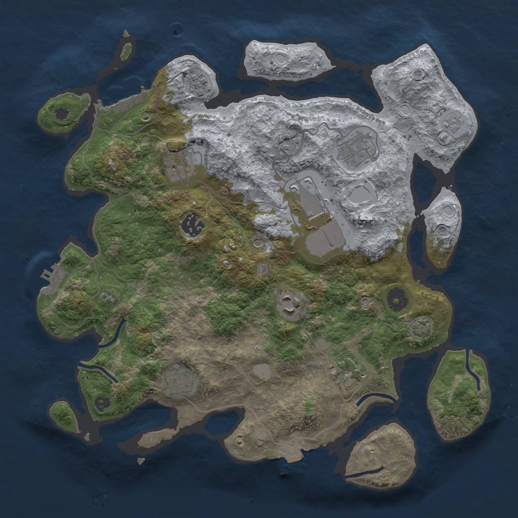 Rust Map: Procedural Map, Size: 3500, Seed: 687829, 16 Monuments