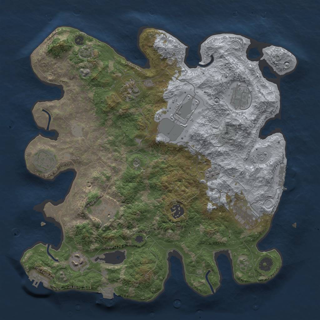 Rust Map: Procedural Map, Size: 3500, Seed: 123454311, 17 Monuments