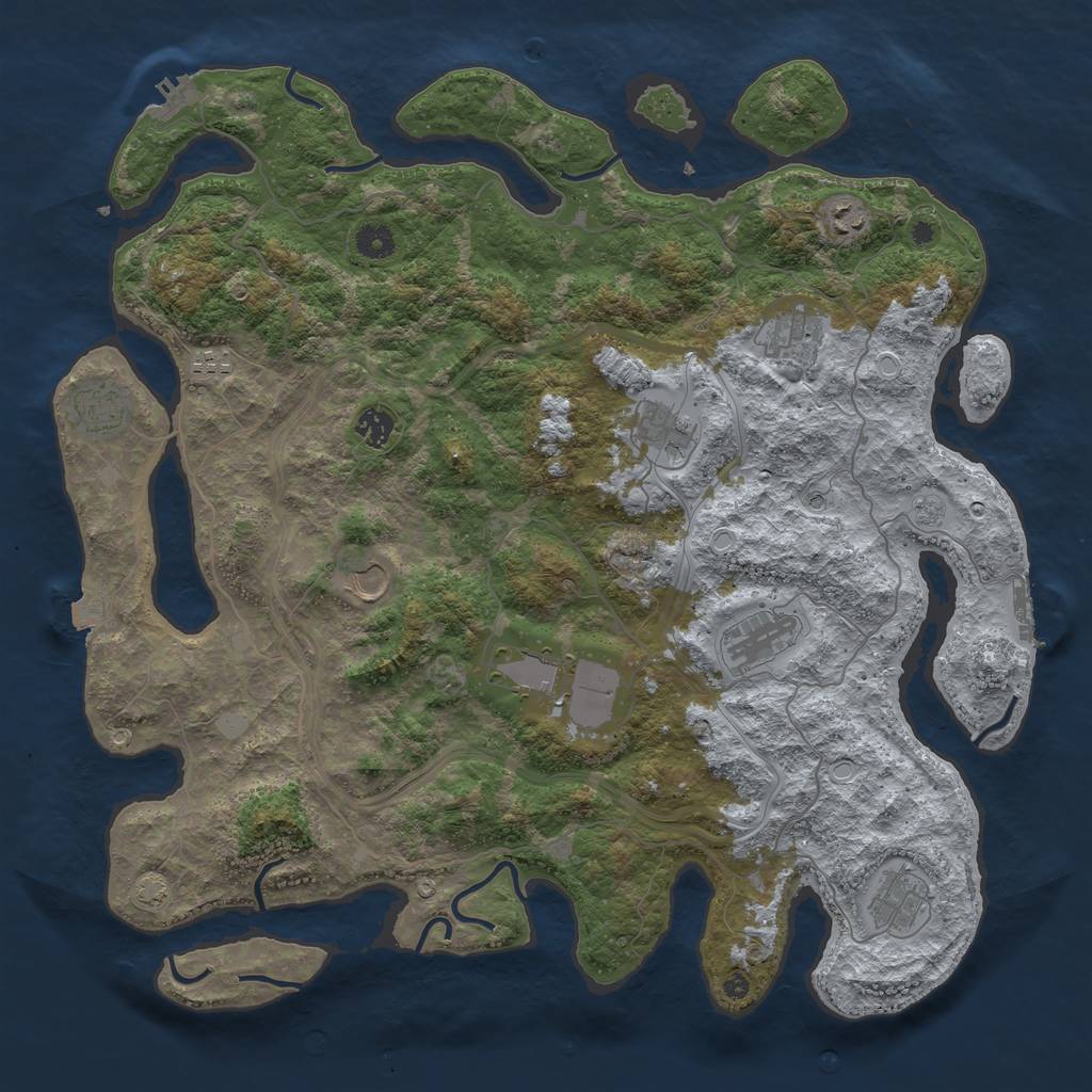 Rust Map: Procedural Map, Size: 4400, Seed: 913687722, 18 Monuments