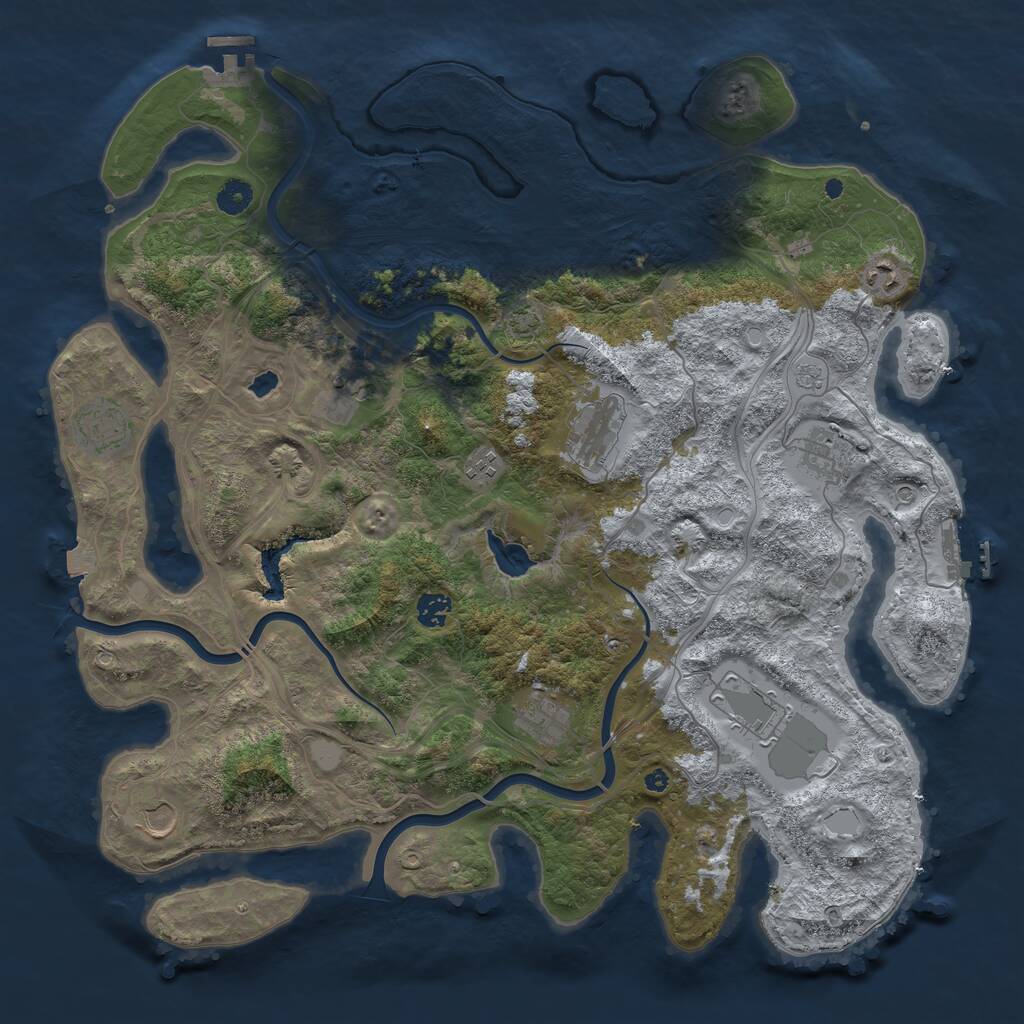 Rust Map: Procedural Map, Size: 4400, Seed: 913687722, 16 Monuments