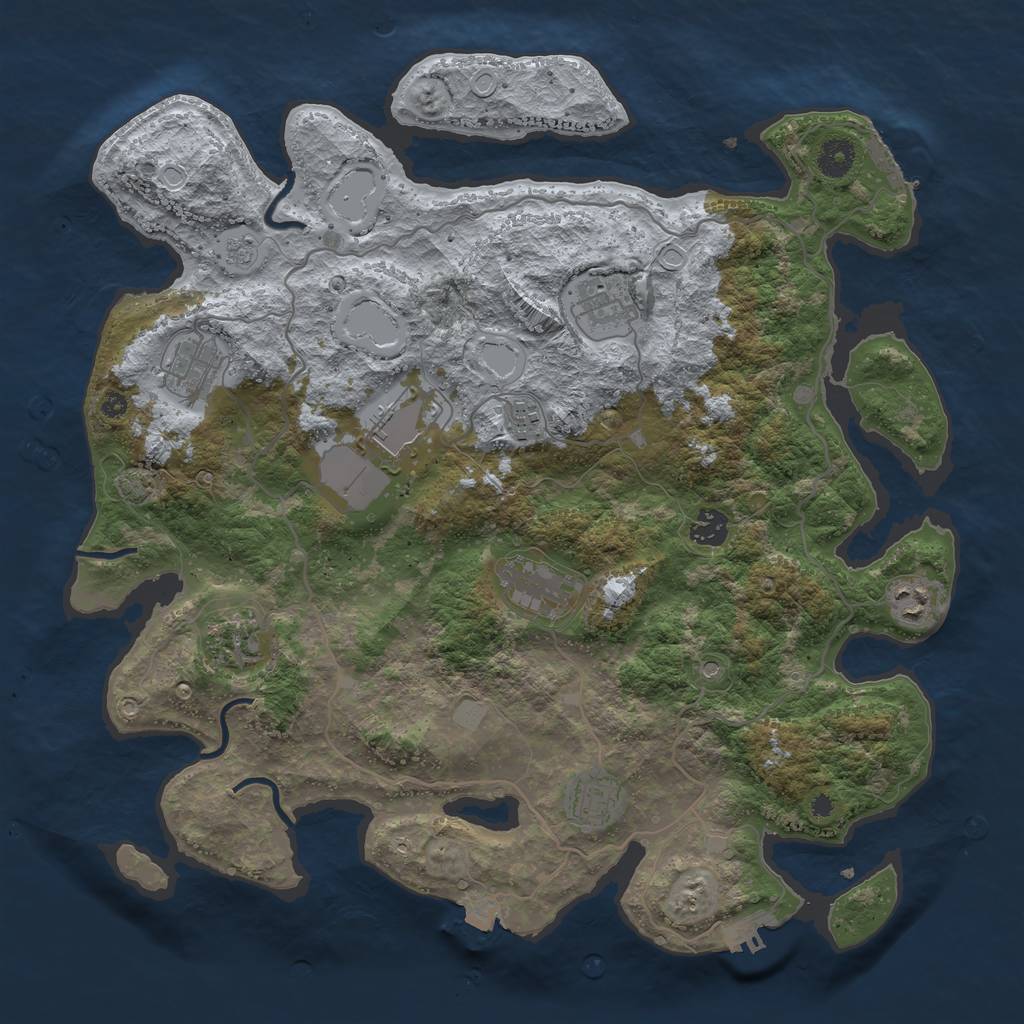 Rust Map: Procedural Map, Size: 4000, Seed: 335808310, 17 Monuments