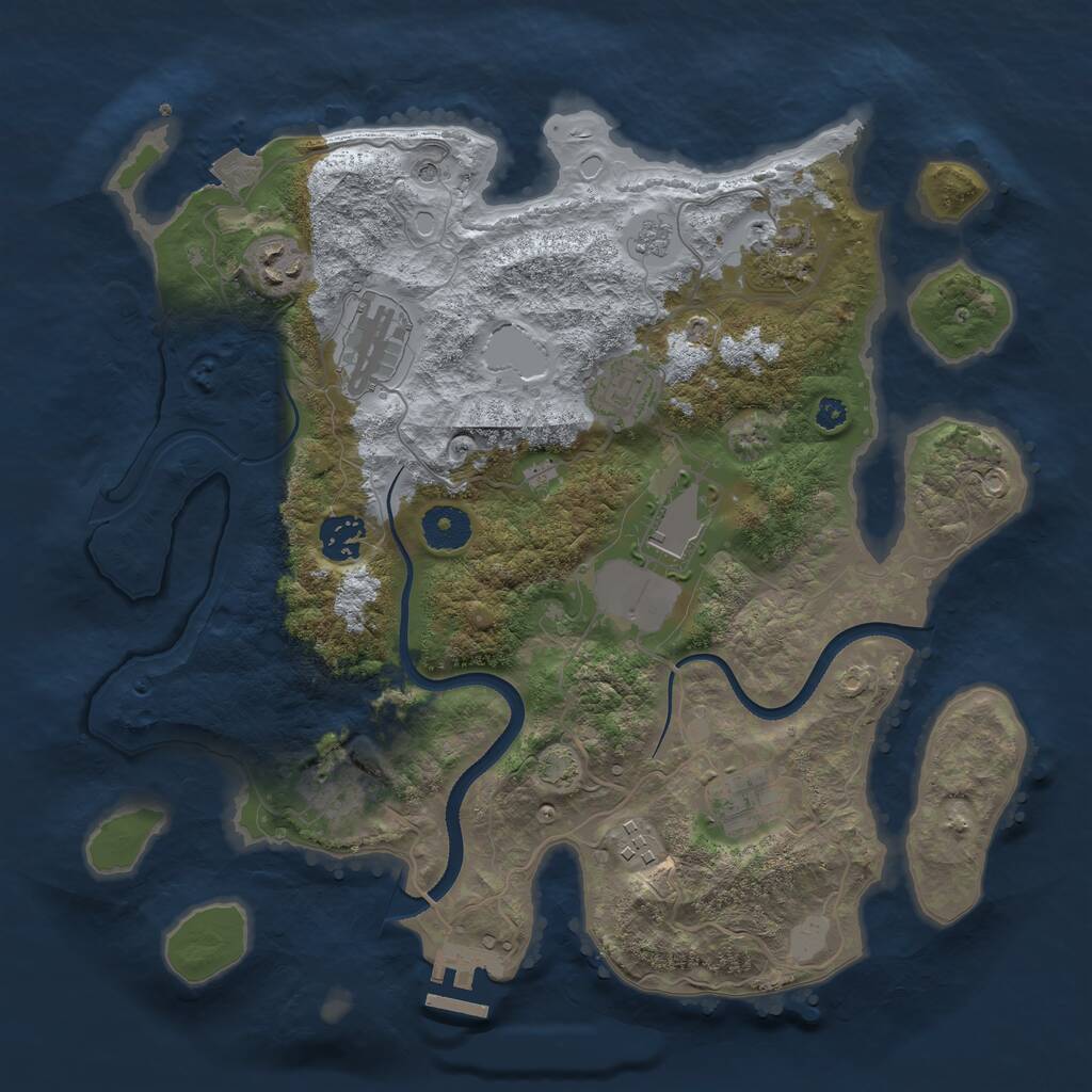 Rust Map: Procedural Map, Size: 3500, Seed: 276426343, 14 Monuments