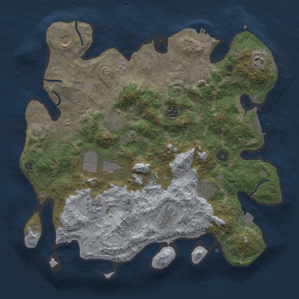 Rust Map: Procedural Map, Size: 3800, Seed: 9849403, 18 Monuments