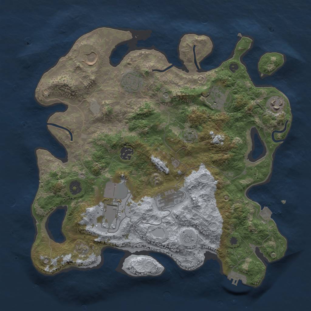 Rust Map: Procedural Map, Size: 3500, Seed: 24554670, 14 Monuments