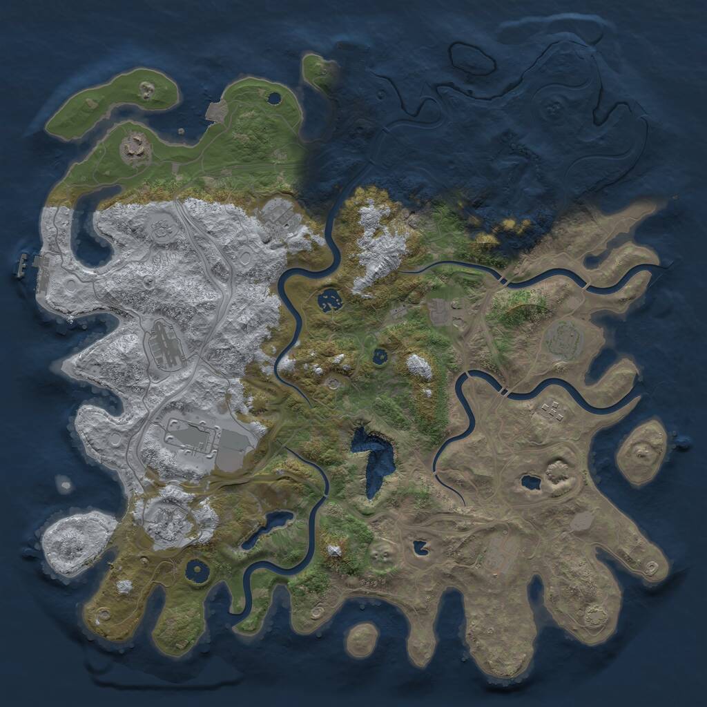 Rust Map: Procedural Map, Size: 4500, Seed: 1098412452, 16 Monuments