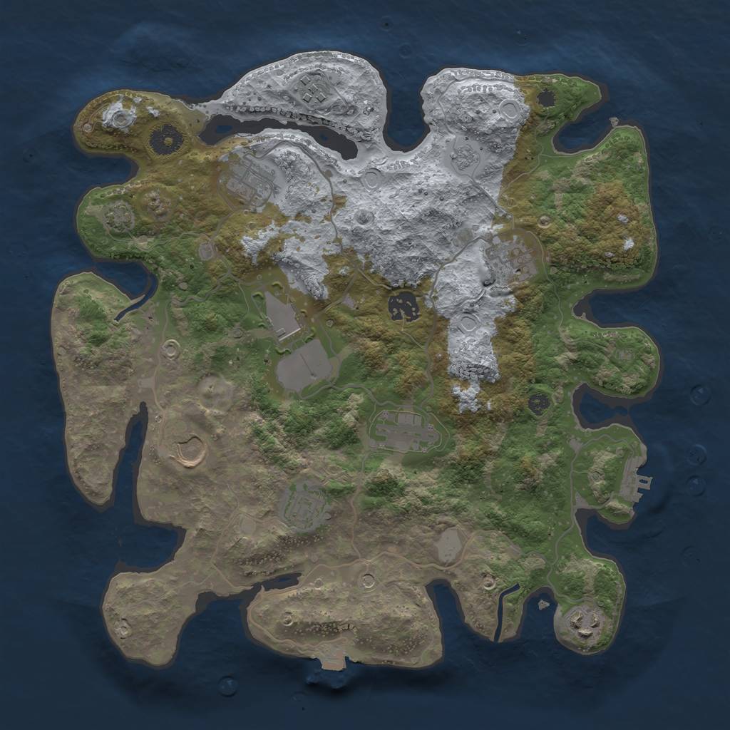 Rust Map: Procedural Map, Size: 3500, Seed: 58971645, 16 Monuments