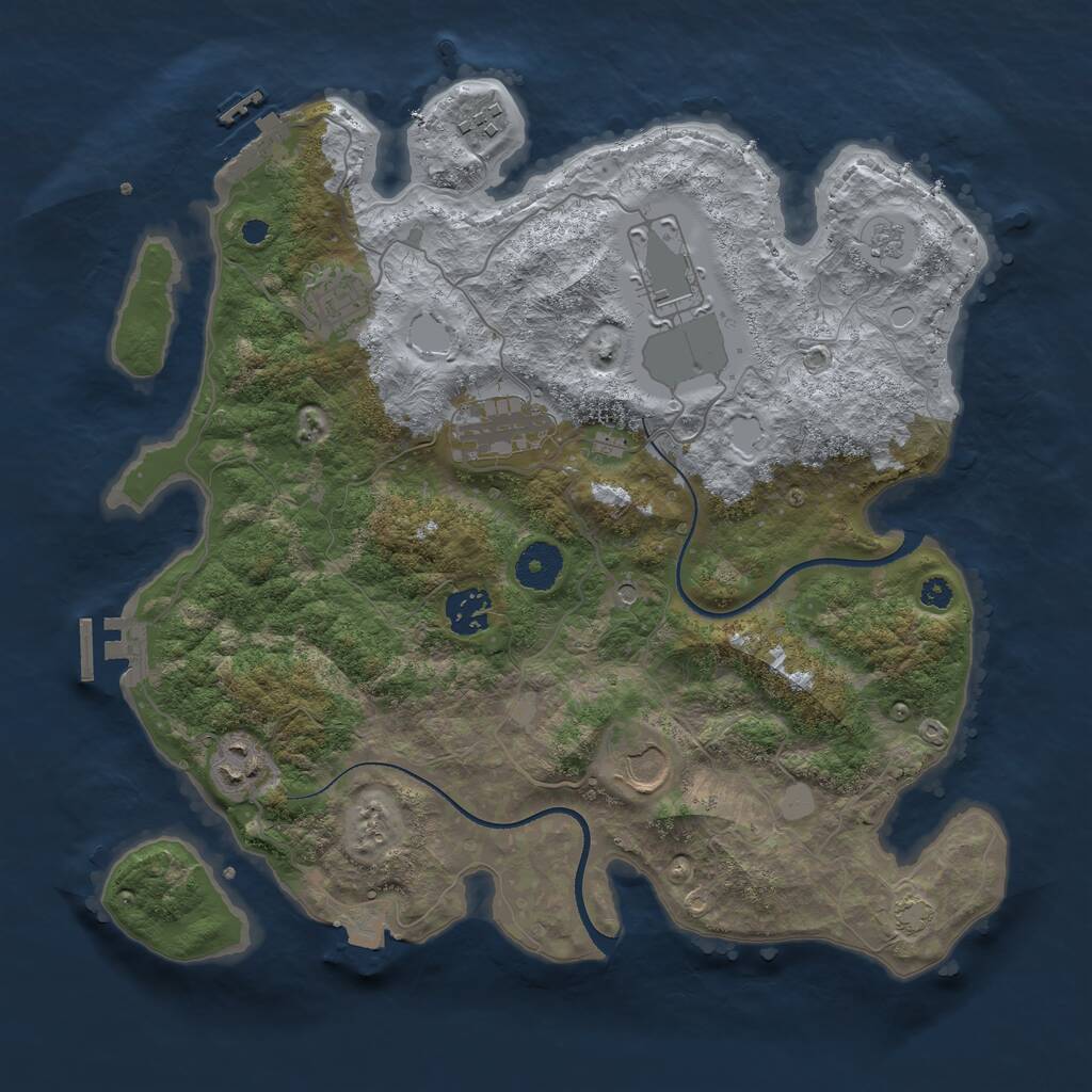 Rust Map: Procedural Map, Size: 3500, Seed: 124240663, 13 Monuments