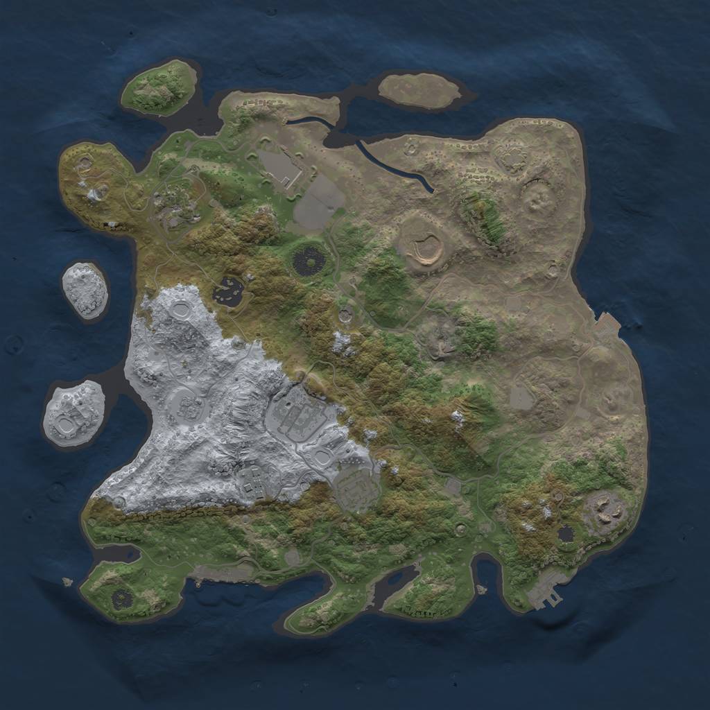 Rust Map: Procedural Map, Size: 3500, Seed: 1018111280, 16 Monuments