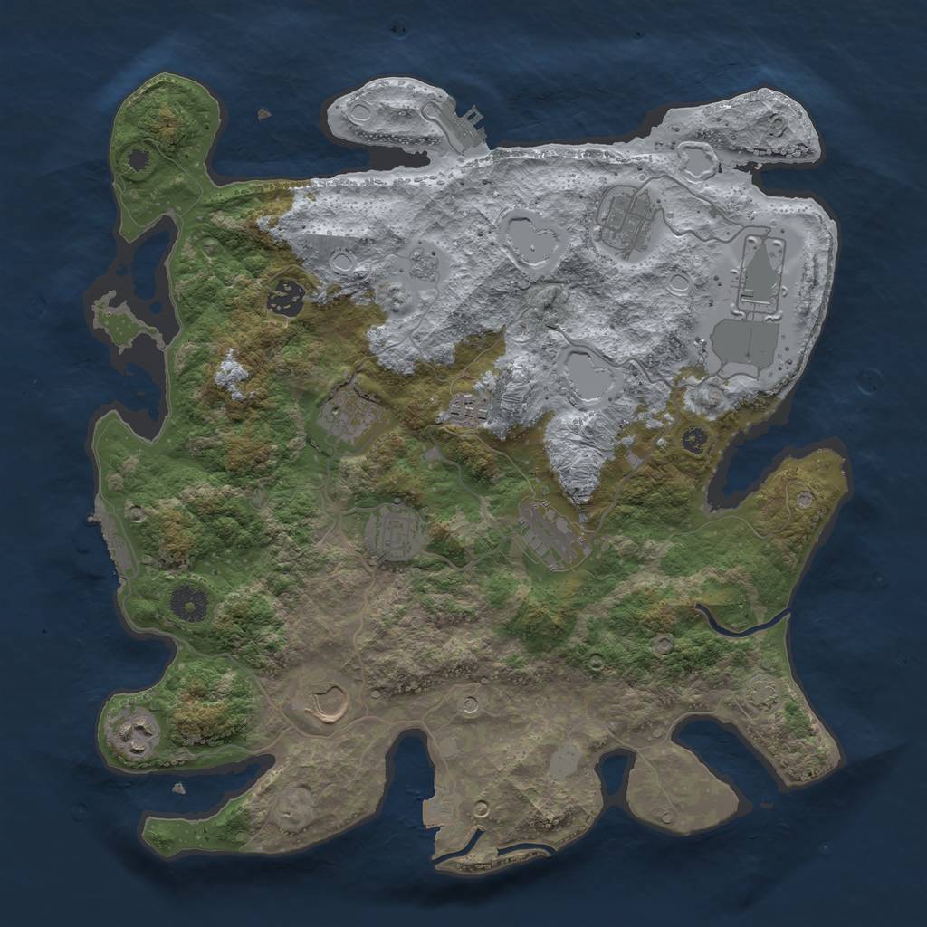 Rust Map: Procedural Map, Size: 3750, Seed: 3165276, 17 Monuments