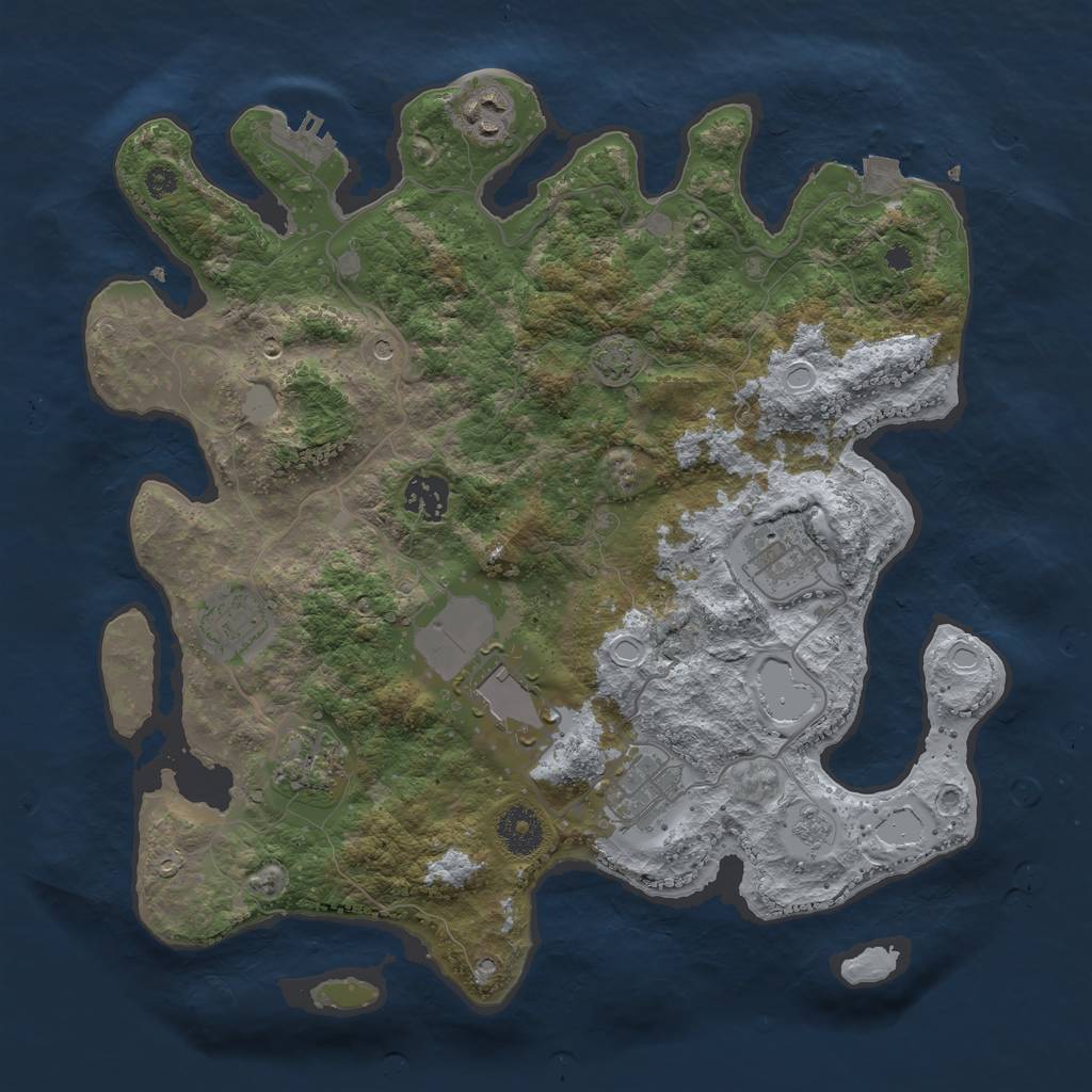 Rust Map: Procedural Map, Size: 3500, Seed: 1547024234, 14 Monuments