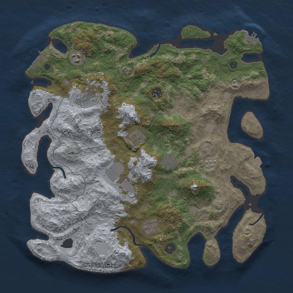 Rust Map: Procedural Map, Size: 4000, Seed: 1916653725, 16 Monuments
