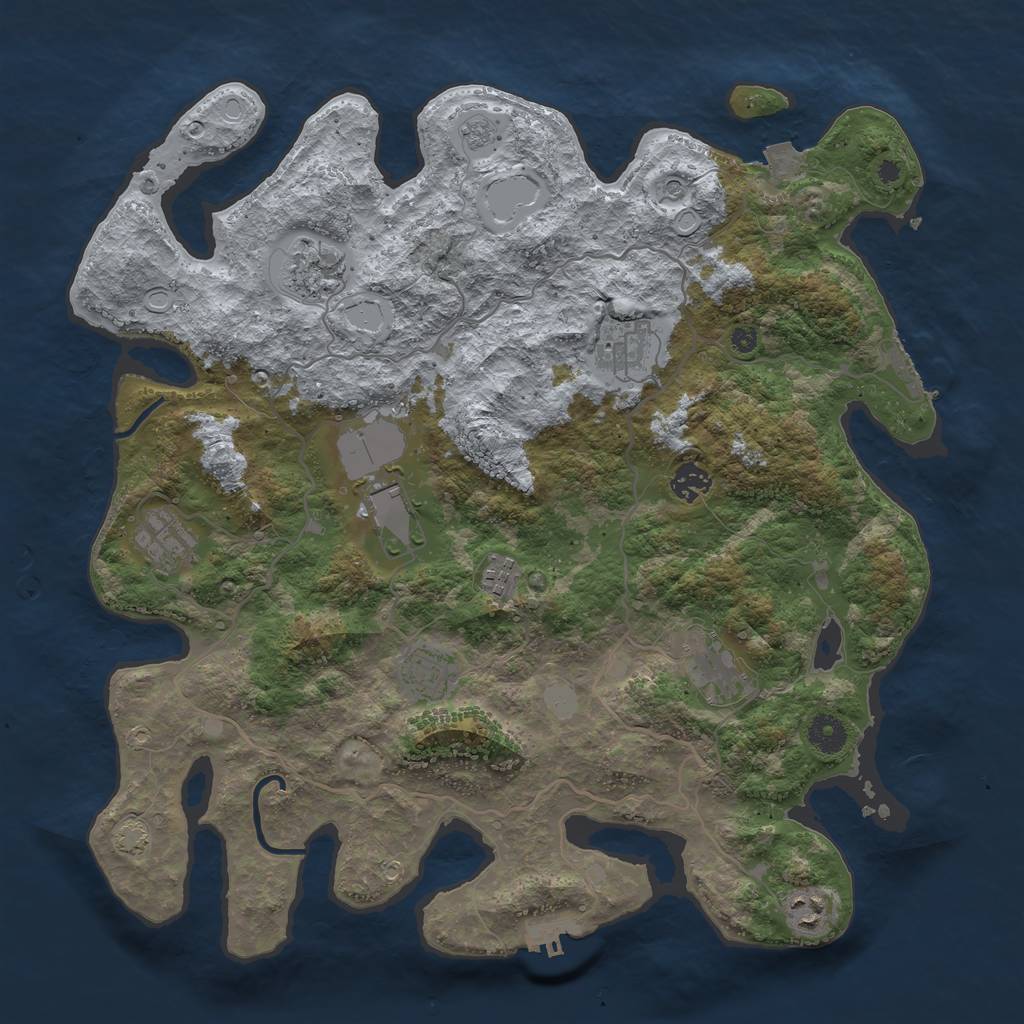 Rust Map: Procedural Map, Size: 4000, Seed: 615424938, 17 Monuments