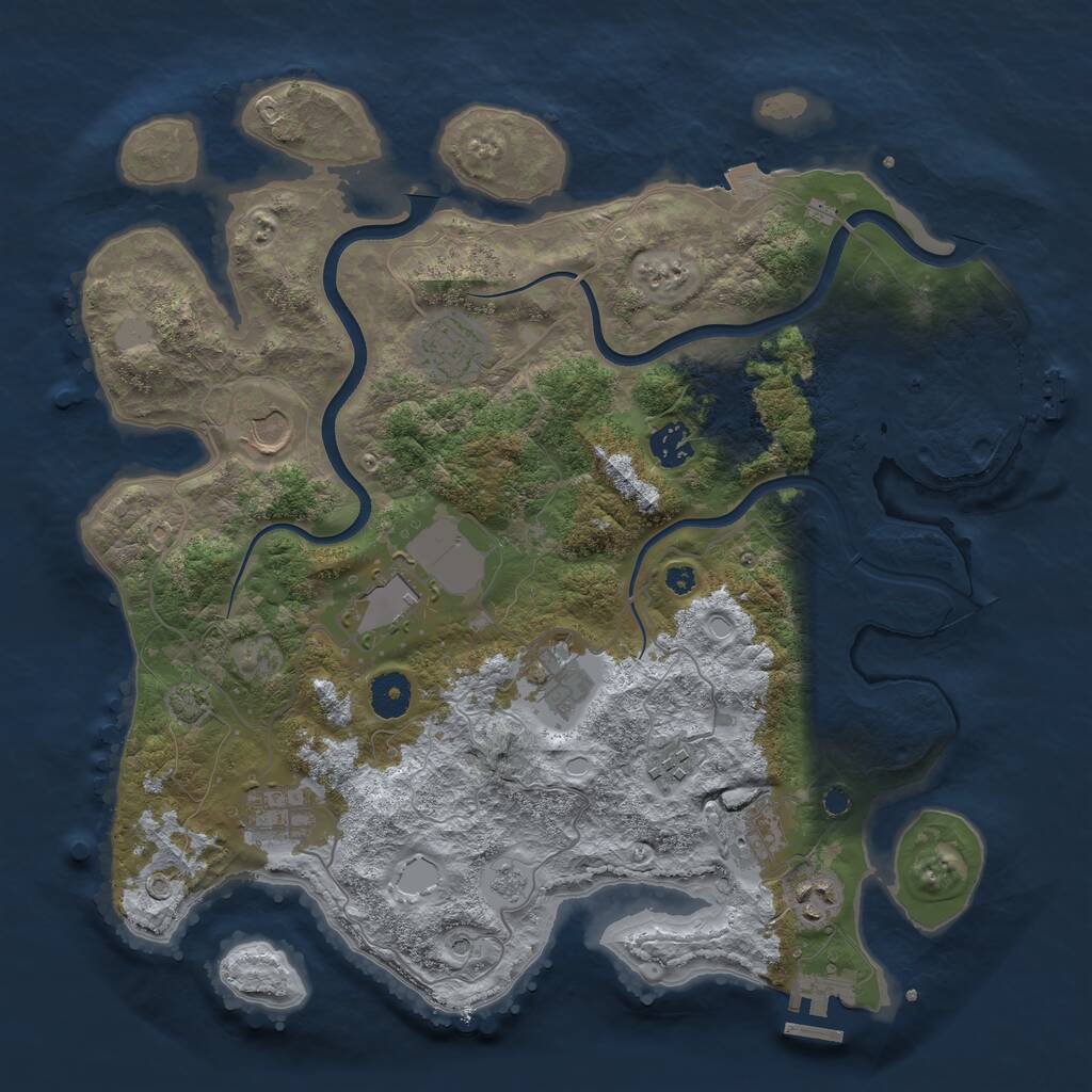 Rust Map: Procedural Map, Size: 3750, Seed: 393047218, 15 Monuments