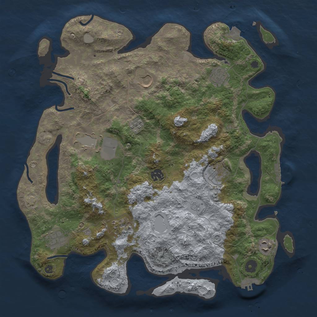 Rust Map: Procedural Map, Size: 3800, Seed: 823176470, 17 Monuments