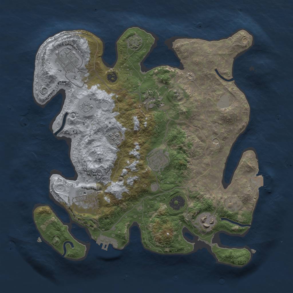 Rust Map: Procedural Map, Size: 3000, Seed: 32383, 13 Monuments