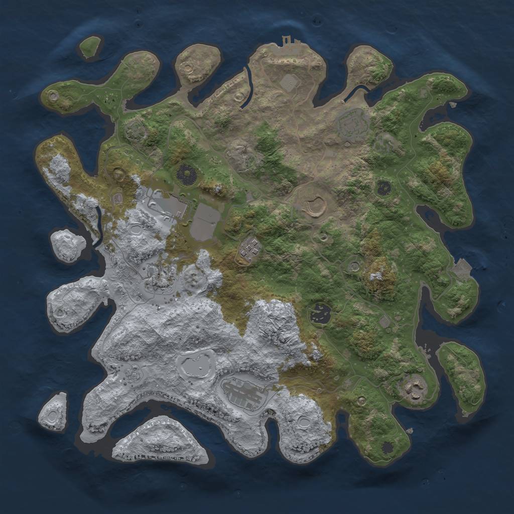 Rust Map: Procedural Map, Size: 3750, Seed: 2300345, 15 Monuments