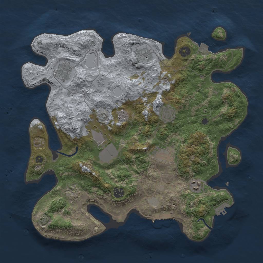 Rust Map: Procedural Map, Size: 3600, Seed: 1905058746, 17 Monuments