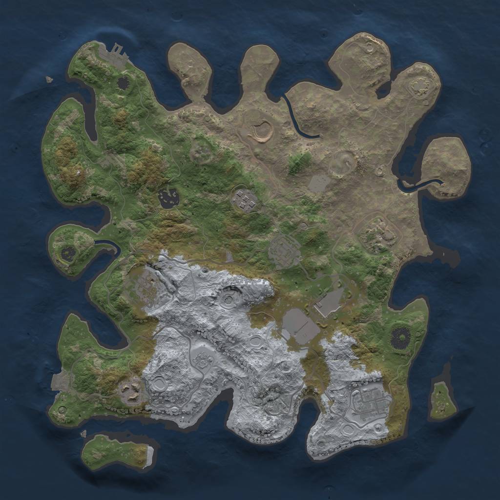 Rust Map: Procedural Map, Size: 3500, Seed: 111266042, 16 Monuments