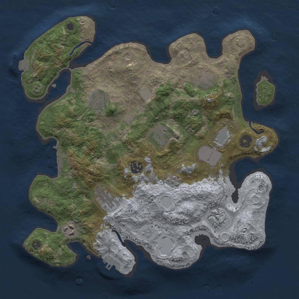 Rust Map: Procedural Map, Size: 3500, Seed: 1923931128, 17 Monuments