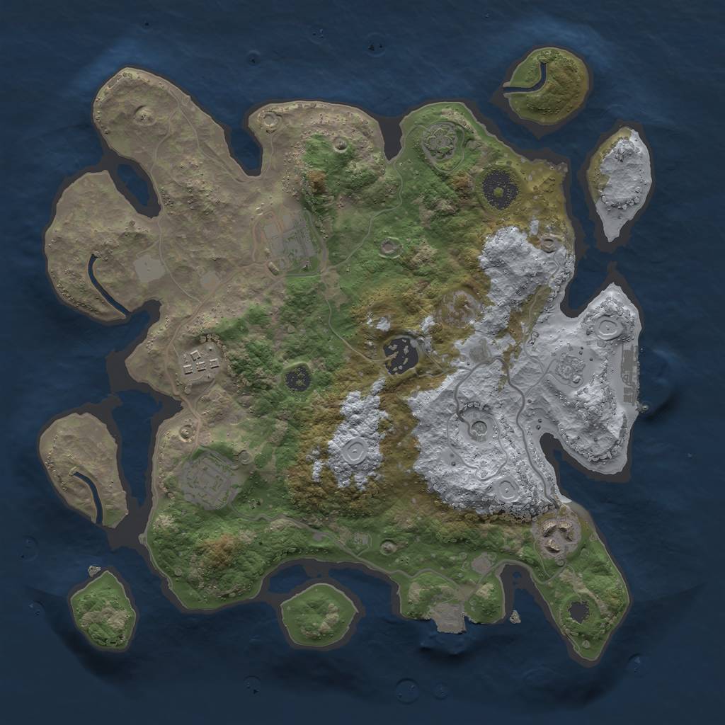 Rust Map: Procedural Map, Size: 3000, Seed: 692698239, 12 Monuments